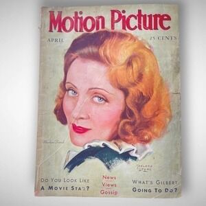 Vintage Motion Picture Magazine Marlene Dietrich Cover, April 1931 Marland Stone